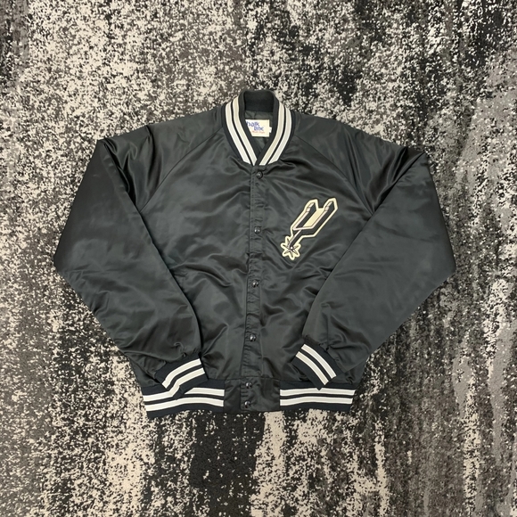 (LG)Vintage Chalk line Spurs satin jacket - Picture 2 of 2